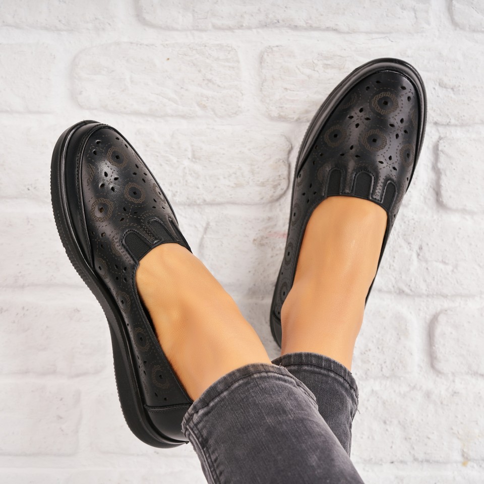 Pantofi dama casual Negri din Piele Ecologica Ehime A4819
