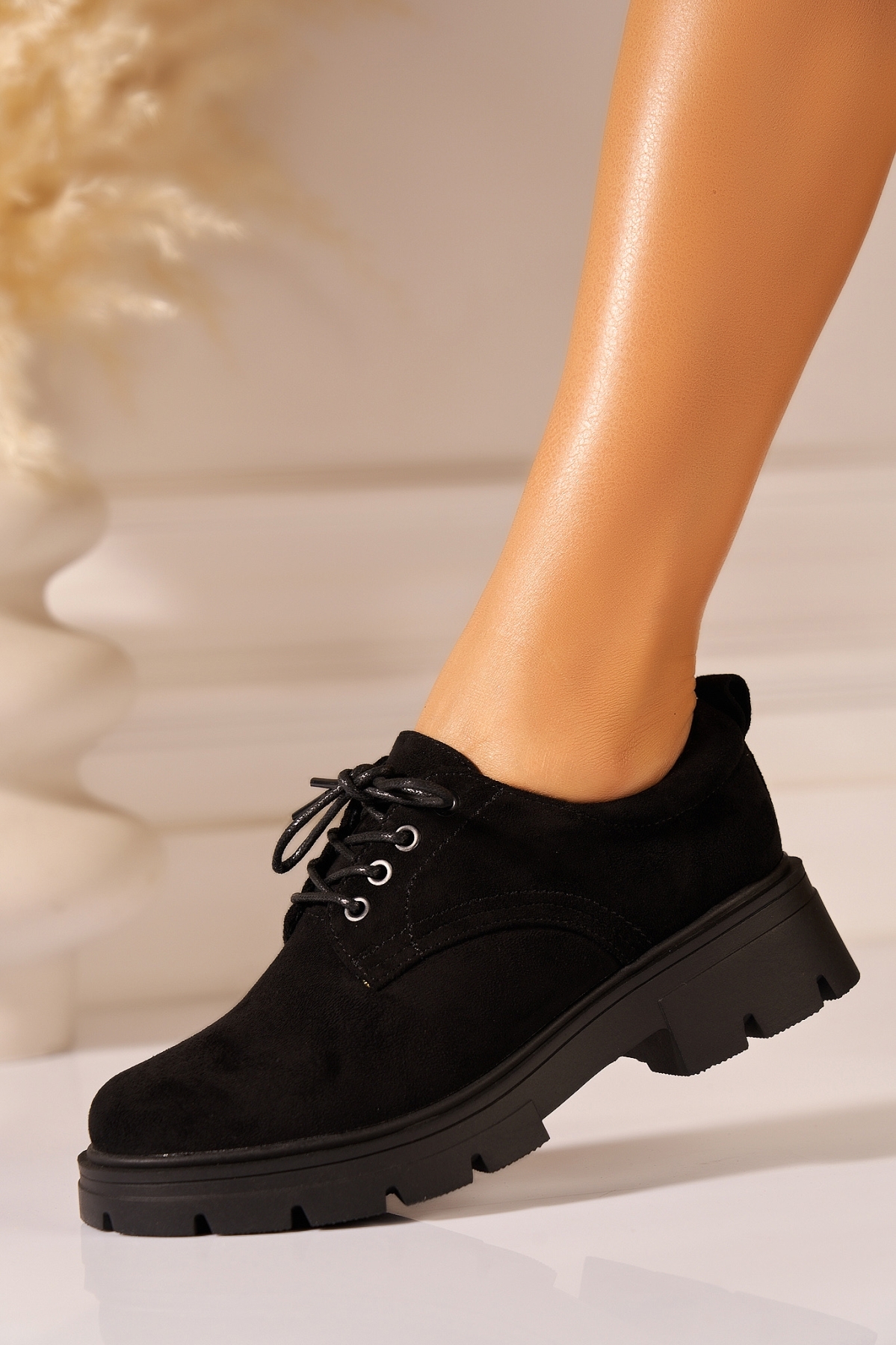 Pantofi dama casual Negri din Piele Ecologica Intoarsa Aspyn