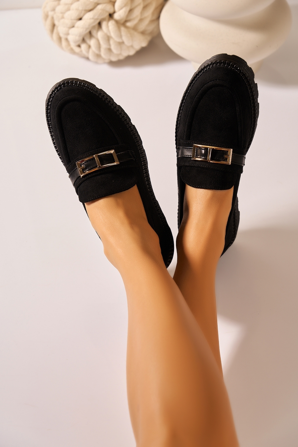 Pantofi dama casual Negri din Piele Ecologica Intoarsa Rylyn