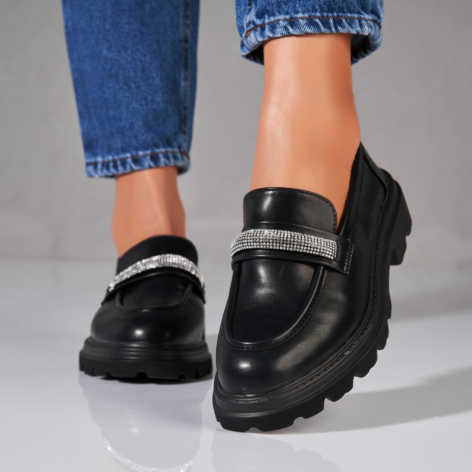 Pantofi dama casual Negri din Piele Ecologica Kezia