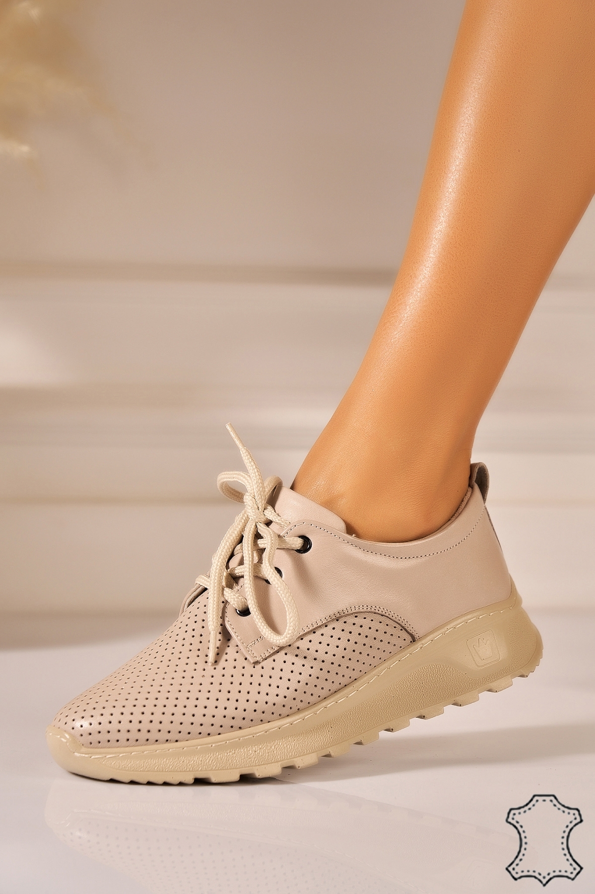 Adidasi Piele Naturala Crem Eiza