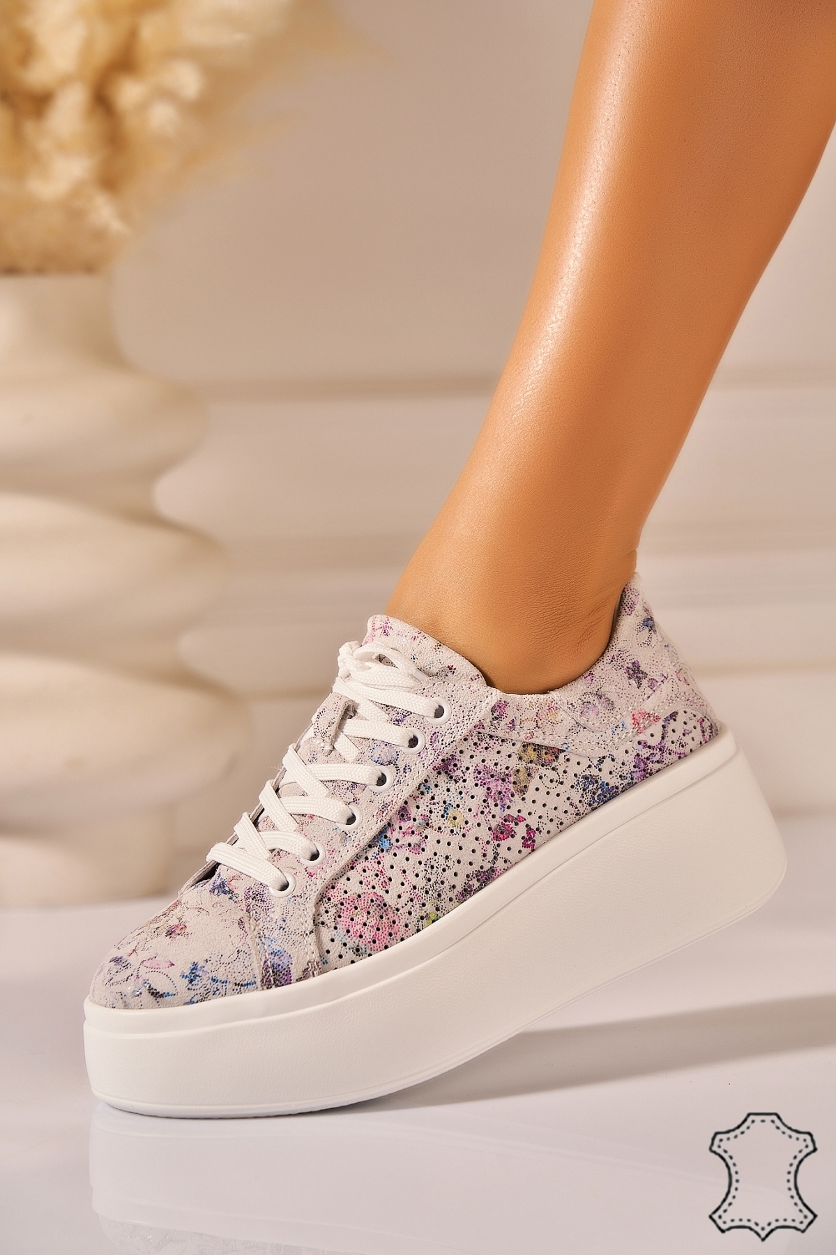 Adidasi Piele Naturala Intoarsa Gri Brexy