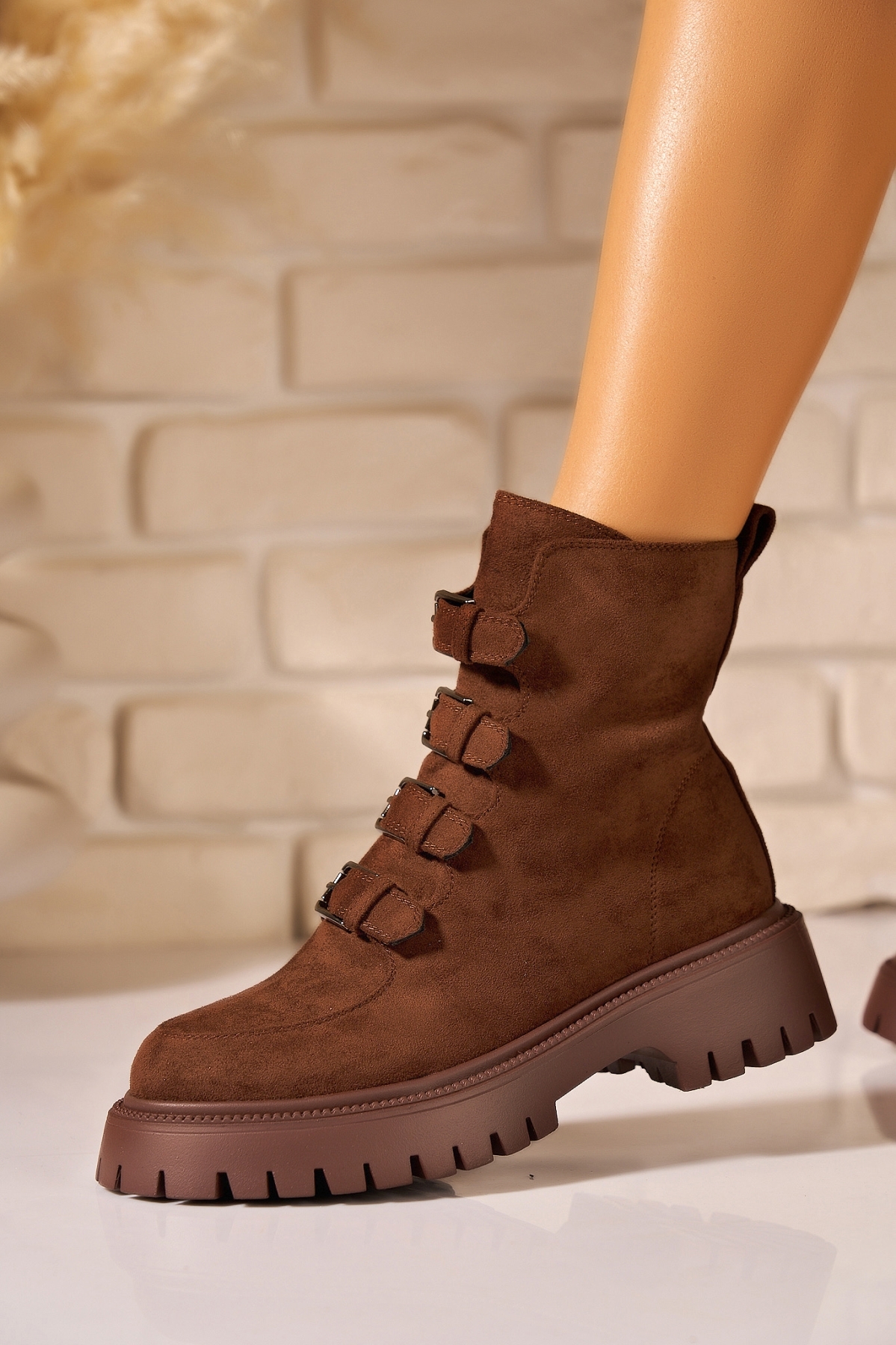 Ghete Dama Imblanite Maro din Piele Ecologica Intoarsa Amiya