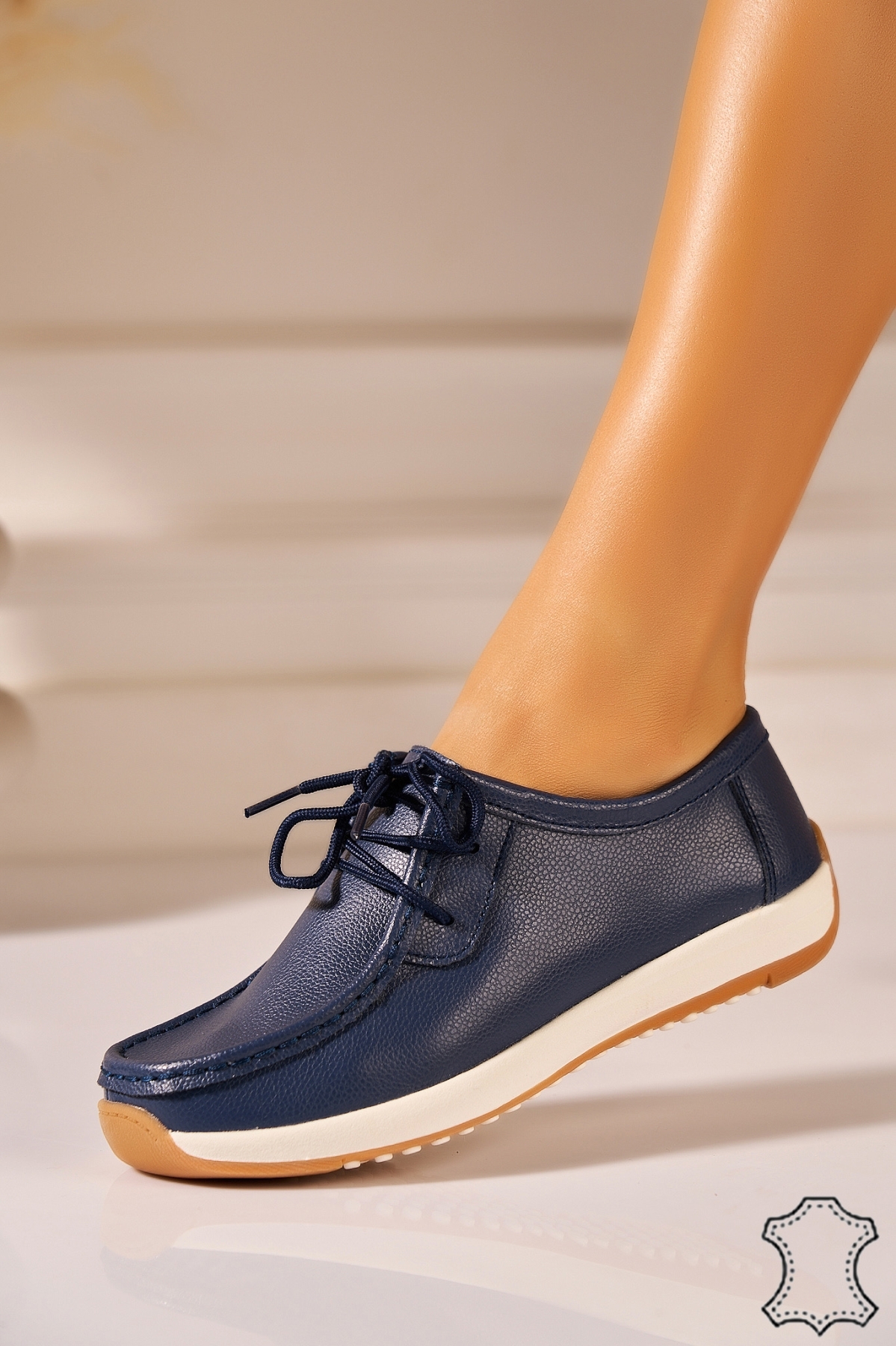 Mocasini dama Piele Naturala Bleumarin Haisley - 2 | YEO