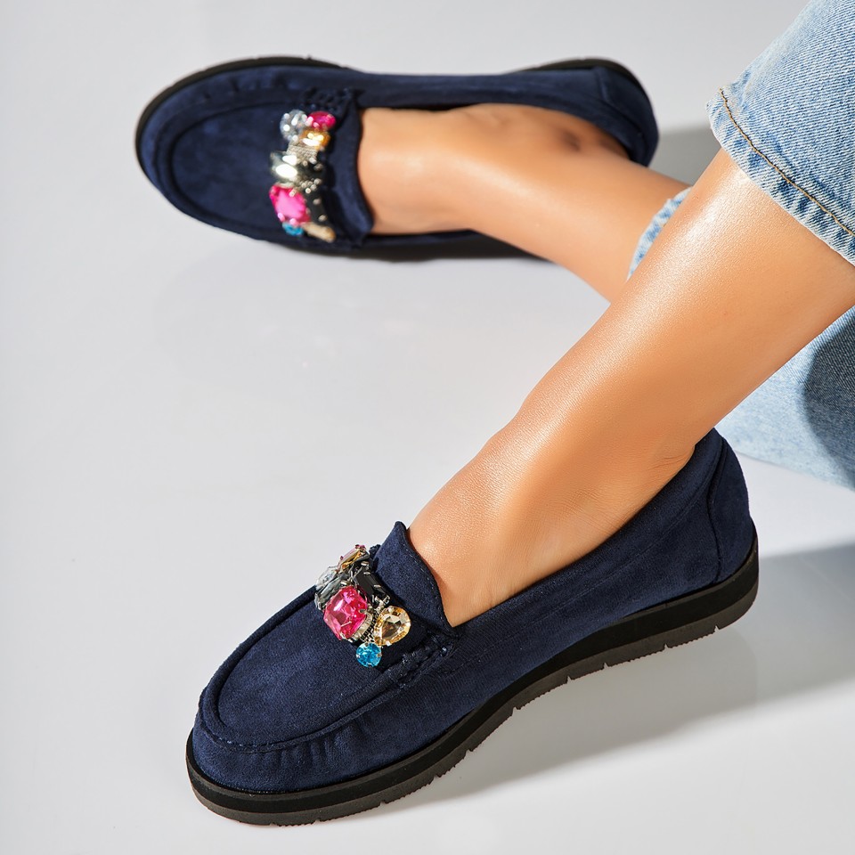 Pantofi dama casual Bleumarin din Piele Ecologica Intoarsa Sayed