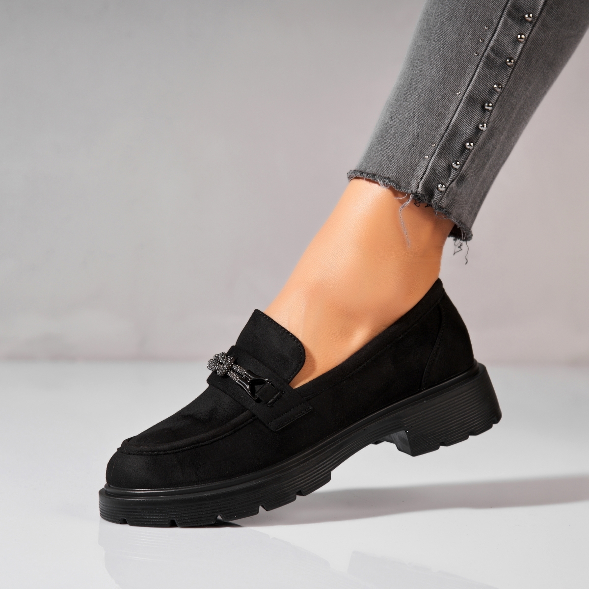Pantofi dama casual Negri din Piele Ecologica Intoarsa Diona2 - 2 | YEO