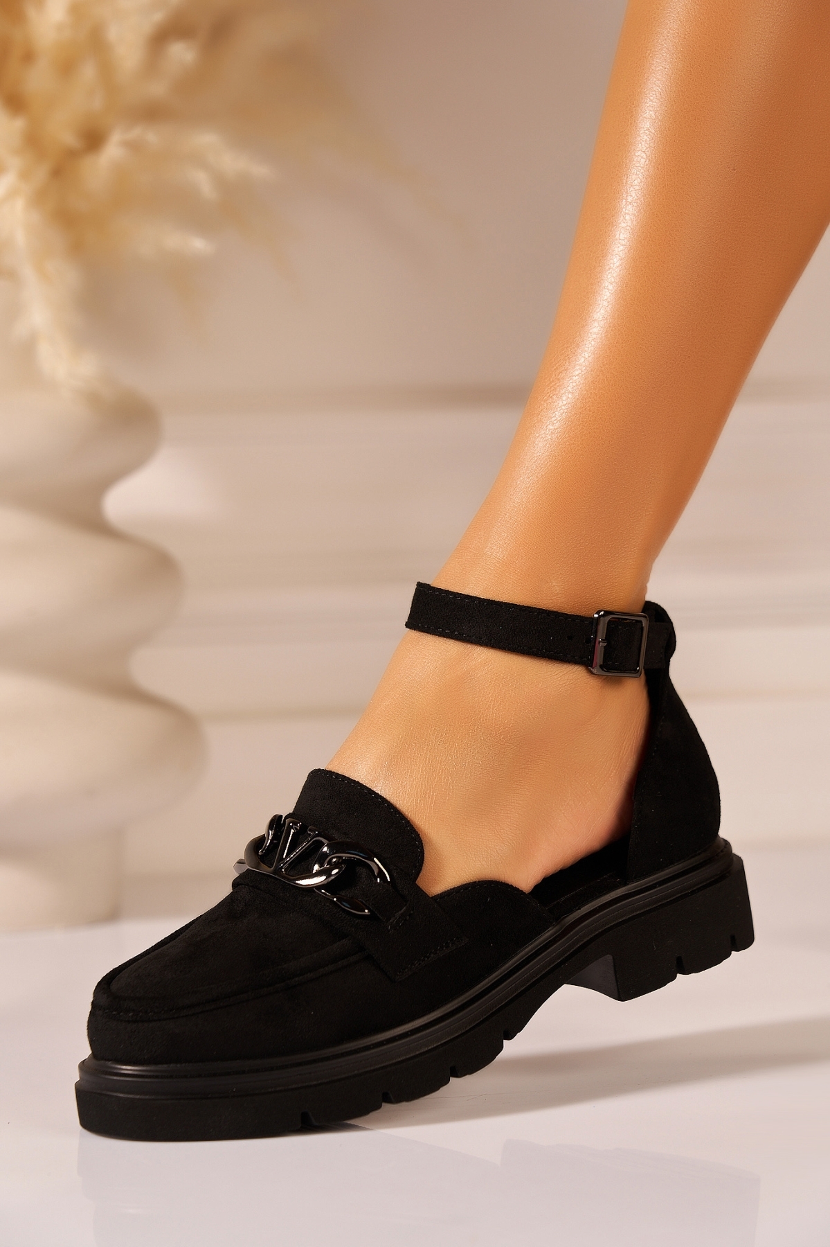 Pantofi dama casual Negri din Piele Ecologica Intoarsa Nena