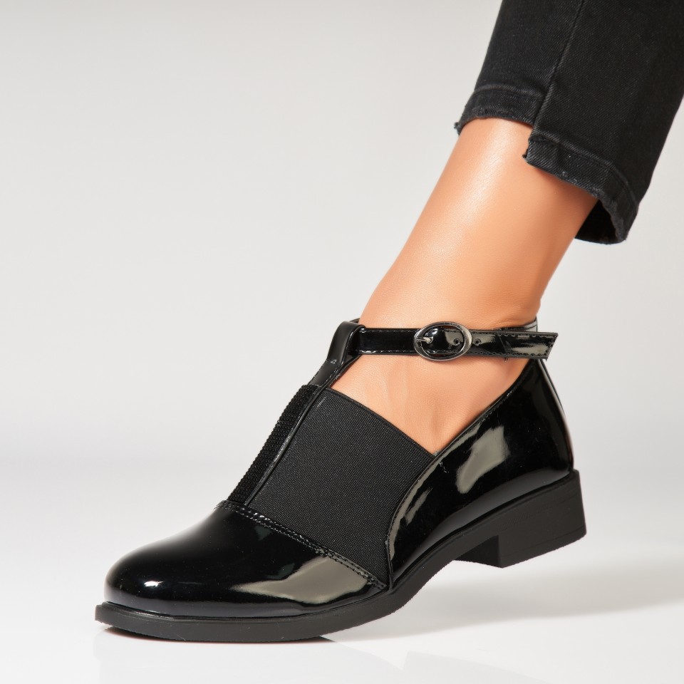 Pantofi dama casual Negri din Piele Ecologica Lacuita Alison7 A7011