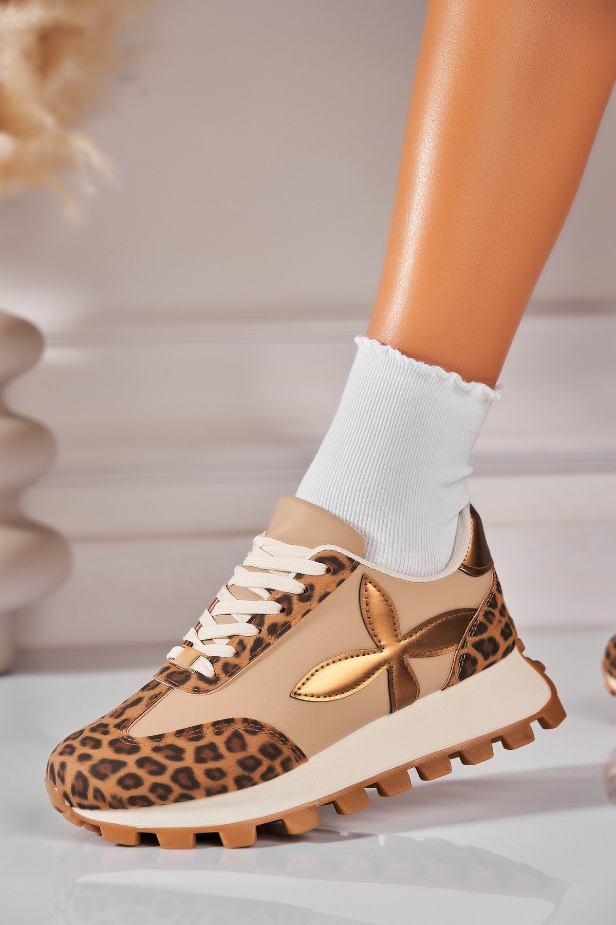 Adidași de damă Piele Ecologica Animal Print Darina - 1 | YEO