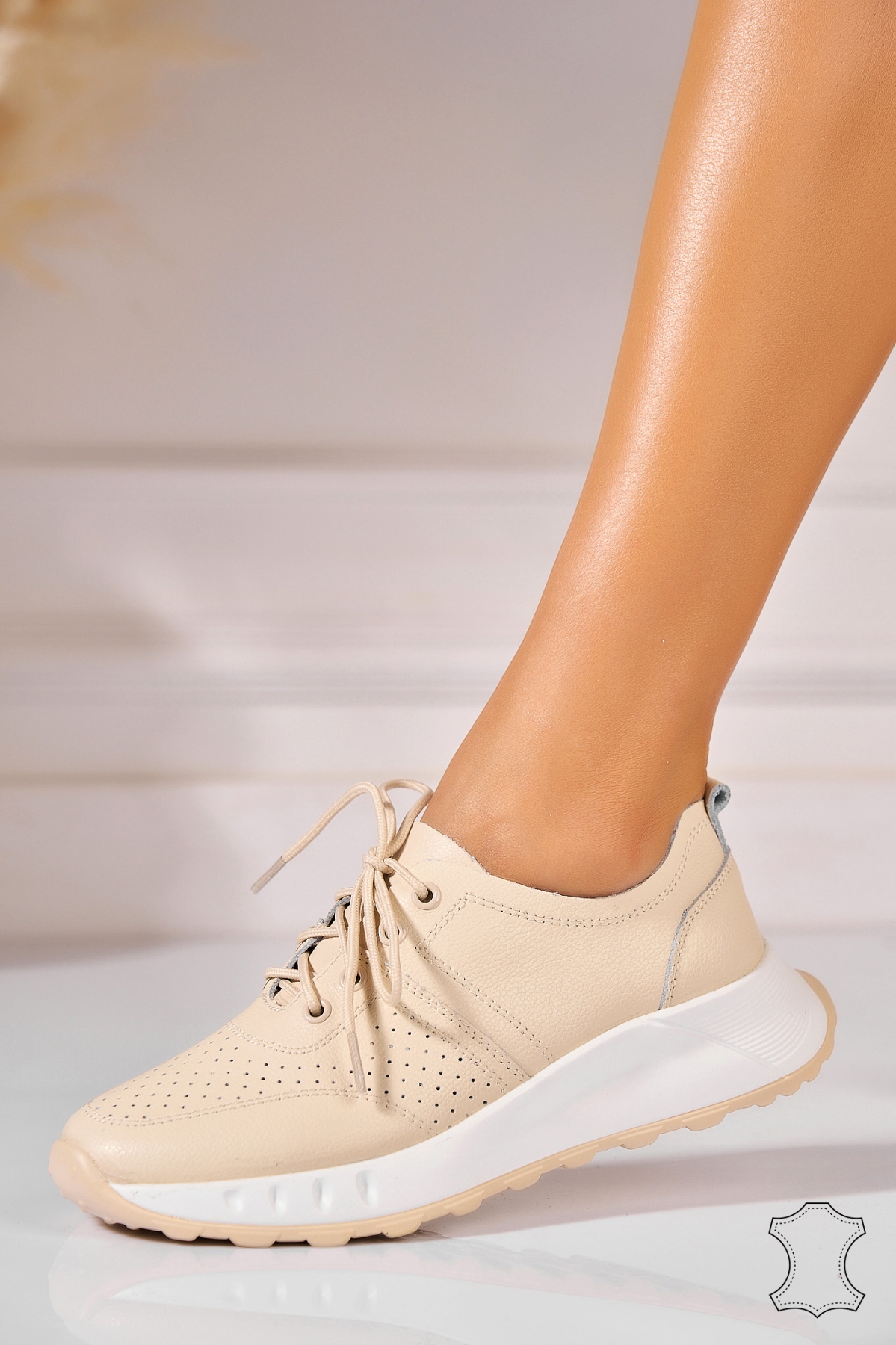 Adidasi Piele Naturala Bej Katana - 2 | YEO