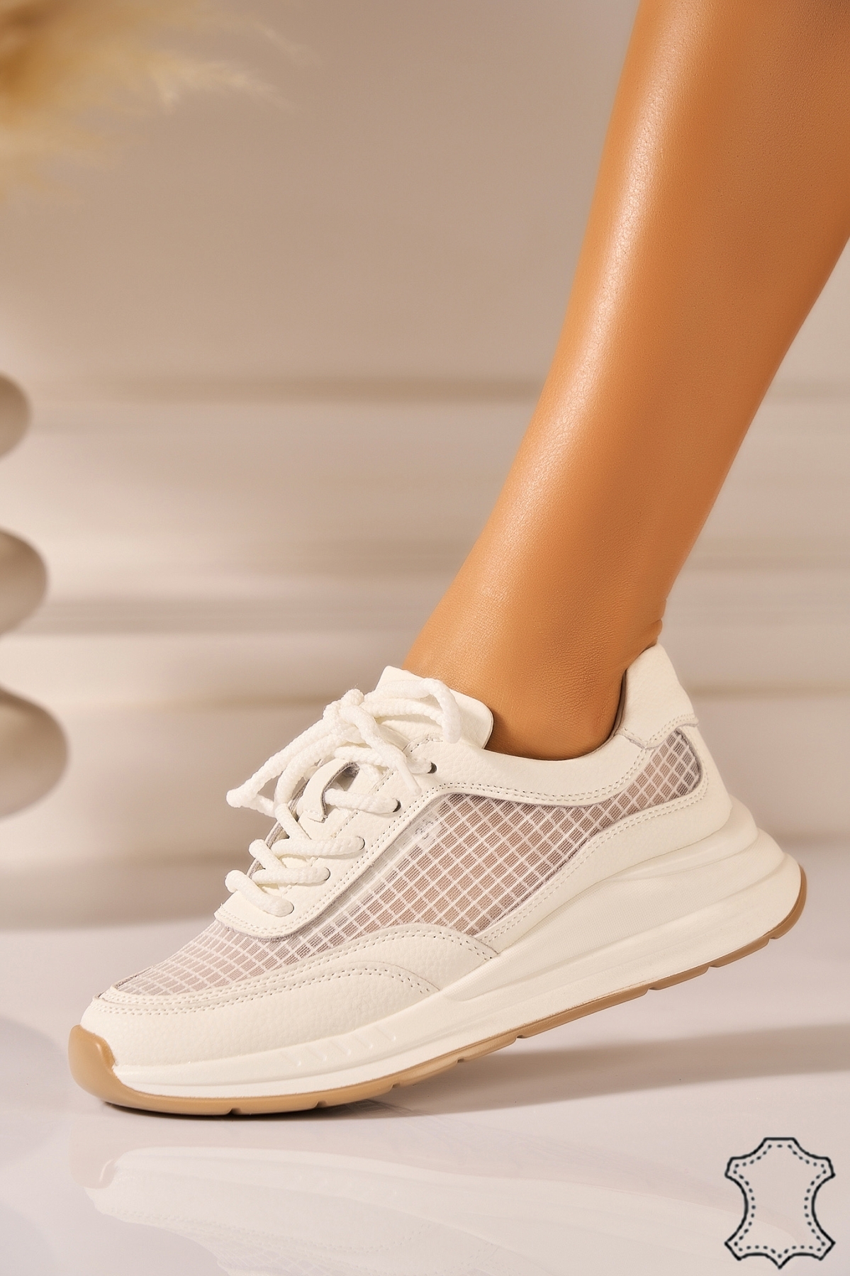 Adidasi Piele Naturala Crem Aleria