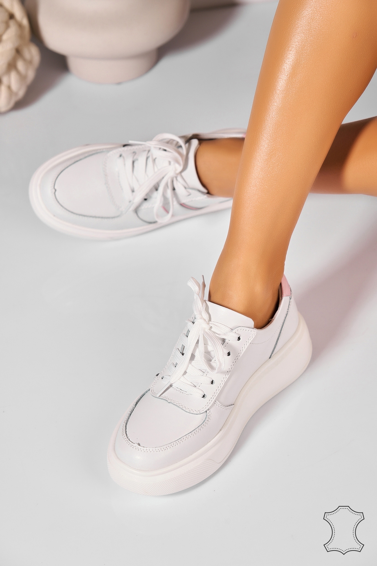 Adidasi Piele Naturala Roz Ellandra - 1 | YEO