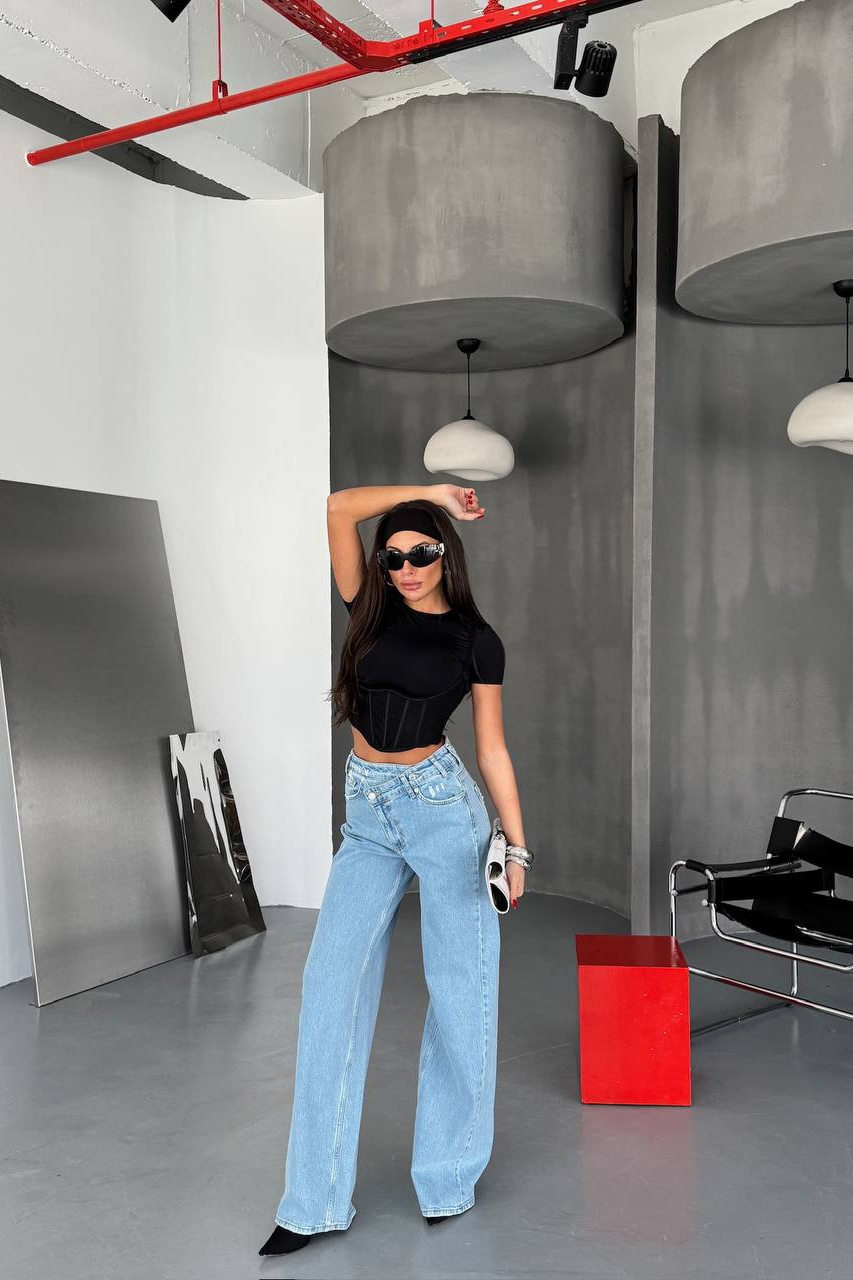 Blugi Damă Oversize Albastri Malani - 4 | YEO