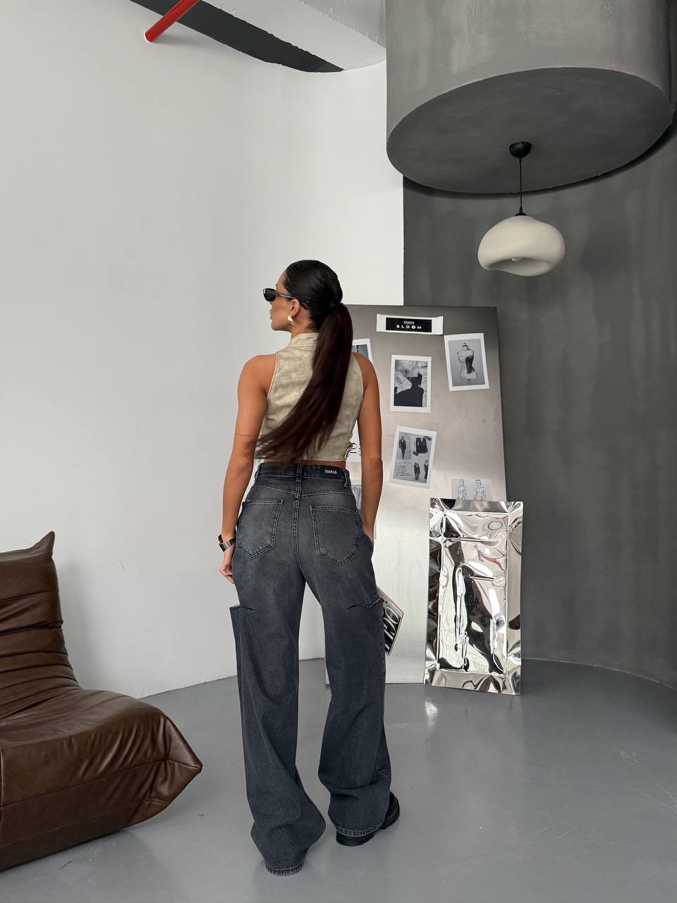 Blugi Damă Oversize Gri Yaiza - 1 | YEO