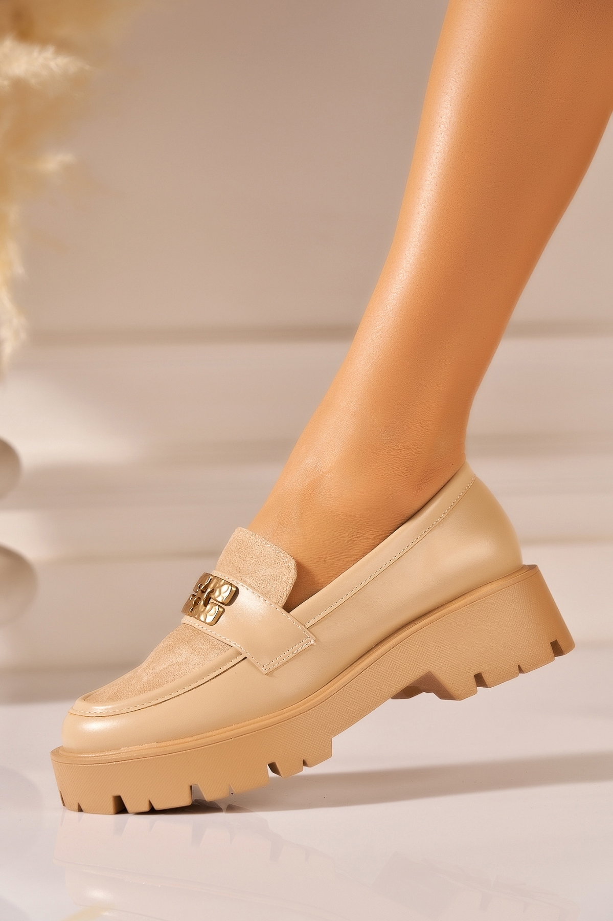 Loafers Dama Piele Ecologica Kaki Zabrina