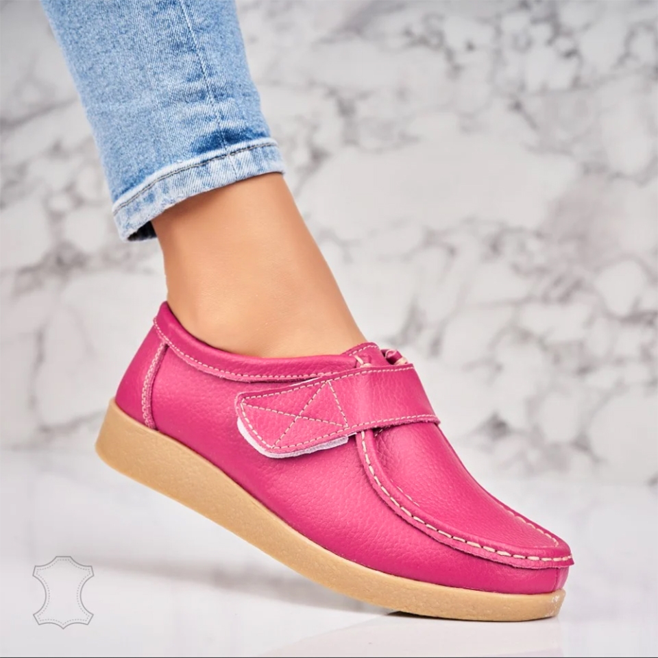 Mocasini dama Piele Naturala Fucsia Genesi