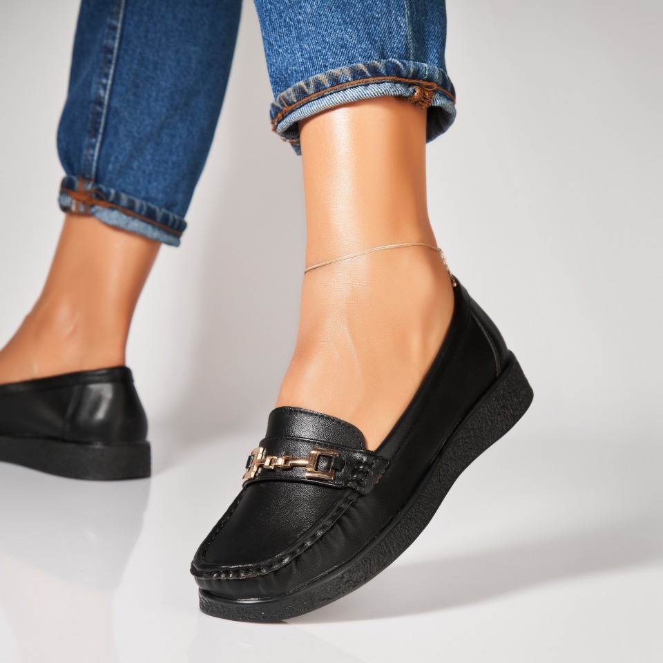 Pantofi dama casual Negri din Piele Ecologica Gautha A7276