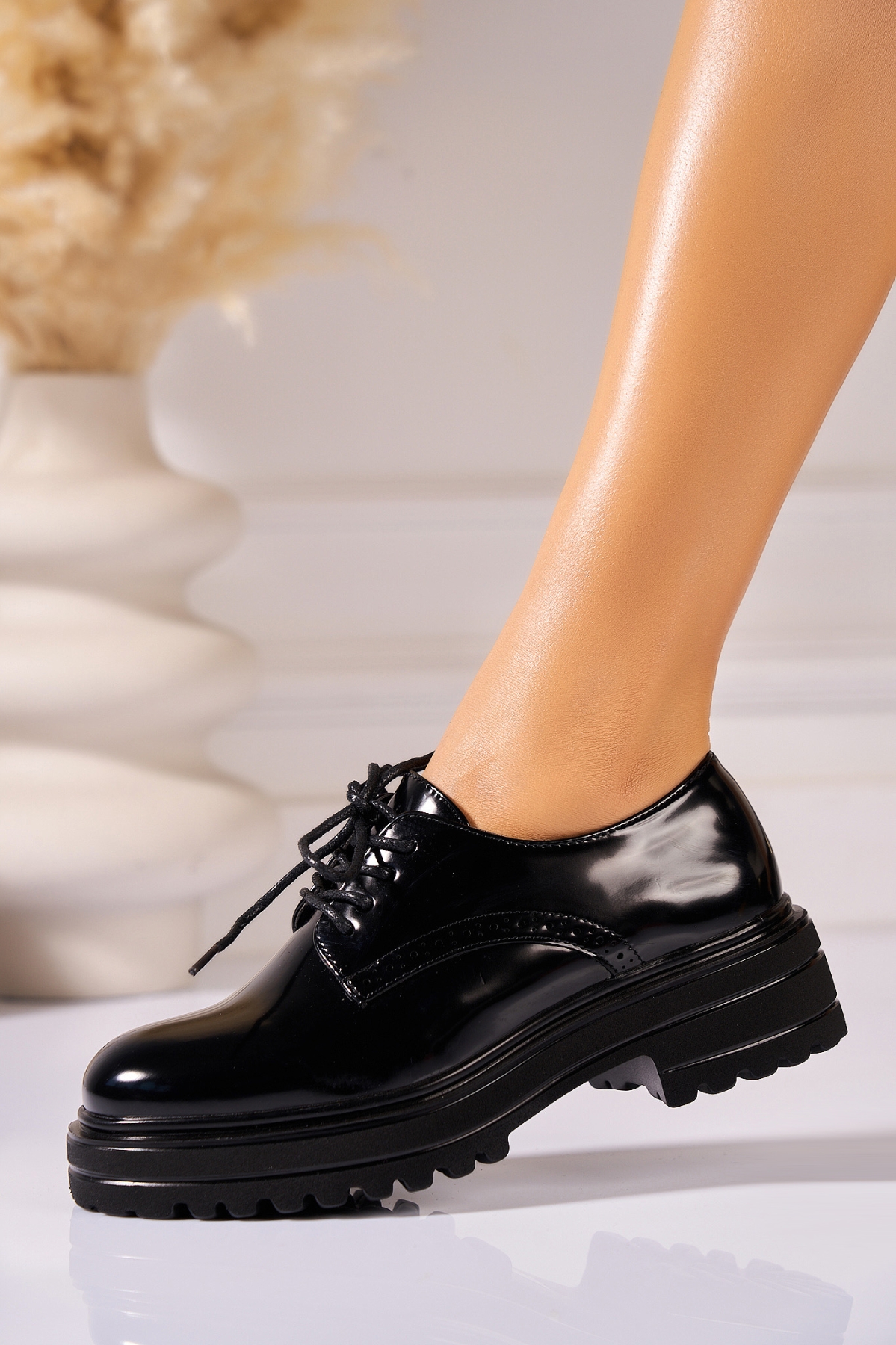Pantofi dama casual Negri din Piele Ecologica Lacuita Thelma2 - 2 | YEO