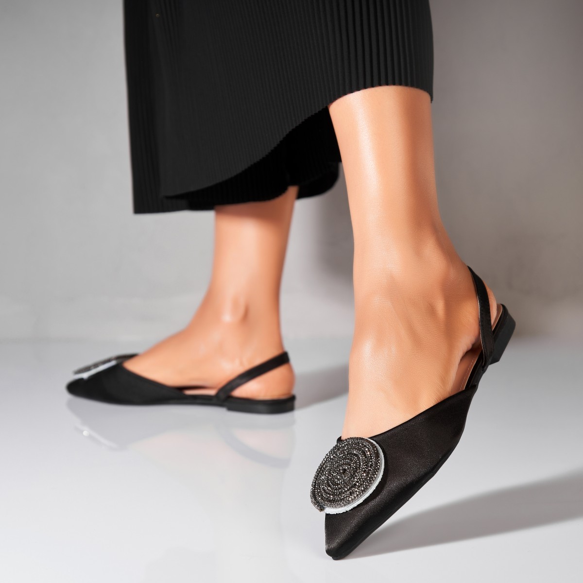 Pantofi dama casual Negri din Satin Morelia