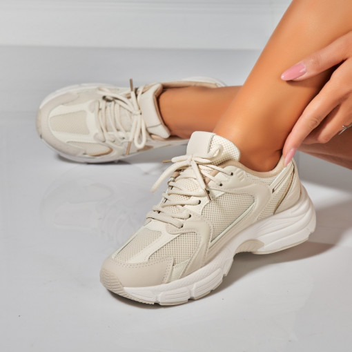 Adidasi Dama Bej din Piele Ecologica Kiko - Img 3