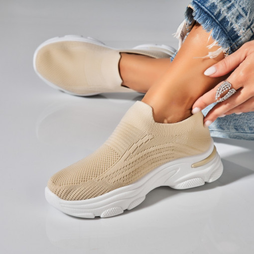 Adidasi Dama Bej din Textil Dawna - Img 3