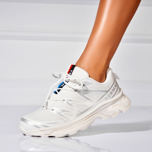 Adidași de damă Piele Ecologica Alb Coriana - Img 2