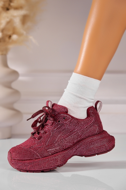 Adidași de damă Piele Ecologica Intoarsa Bordo Porsha - Img 2