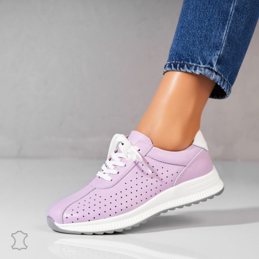 Adidasi Piele Naturala Mov Maryjane - Img 3