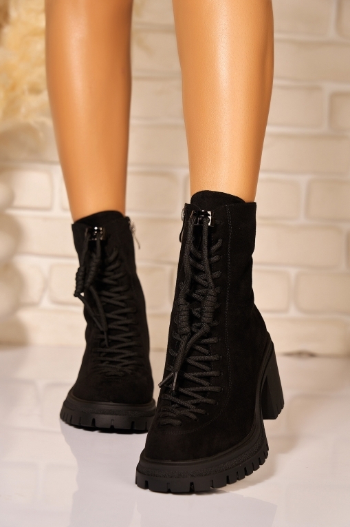 Botine dama Imblanite Negre din Piele Ecologica Intoarsa Zhavia - Img 2