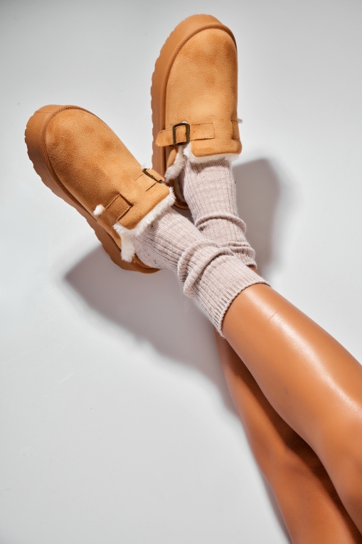 Cizme Dama Imblanite Camel din Piele Ecologica Intoarsa Hensley - Img 3