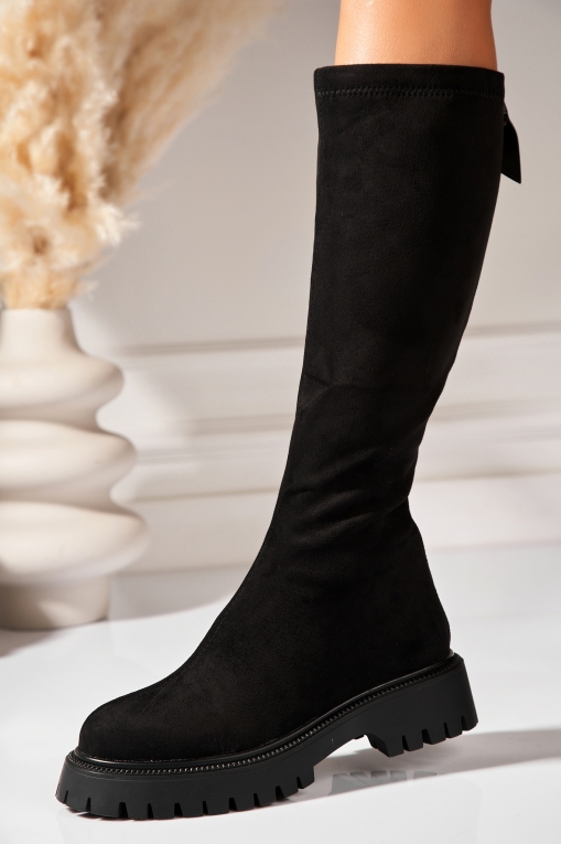 Cizme Dama Imblanite Negre din Piele Ecologica Intoarsa Nixen - Img 3