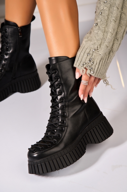 Ghete Dama Imblanite Negre din Piele Ecologica Evalise - Img 6