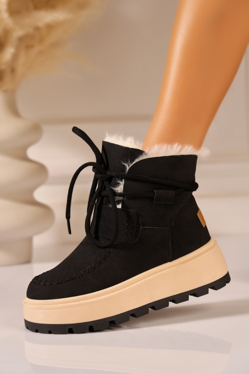 Ghete Dama Imblanite Negre din Piele Ecologica Tabacita Nainika - Img 4