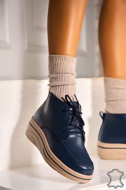 Ghete Piele Naturala dama Bleumarin Teana - Img 3