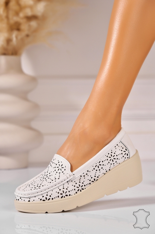 Mocasini dama Piele Naturala Albi Casiane - Img 2