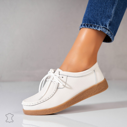 Mocasini dama Piele Naturala Albi Harla - Img 3