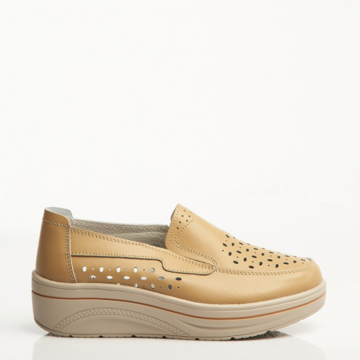 Mocasini dama Piele Naturala Bej Nazari - Img 6