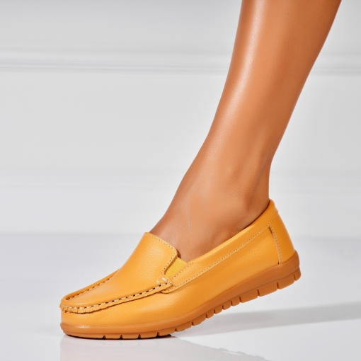 Mocasini dama Piele Naturala Camel Gena - Img 3