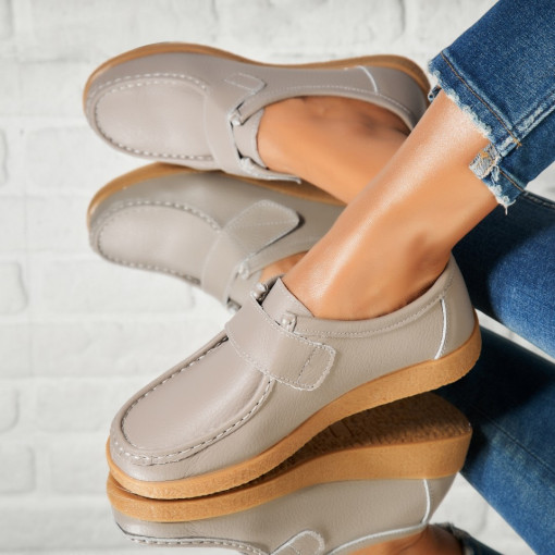 Mocasini dama Piele Naturala Gri Genesi - Img 2