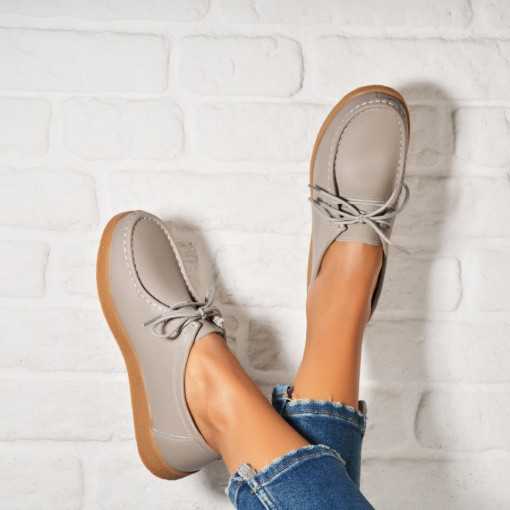 Mocasini dama Piele Naturala Gri Harla - Img 3