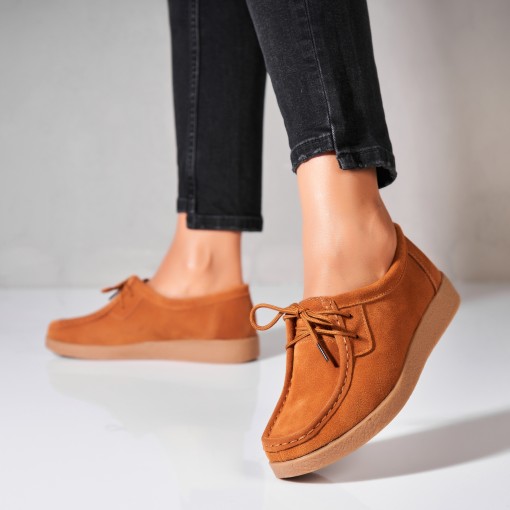 Mocasini dama Piele Naturala Intoarsa Camel Harla2 - Img 3