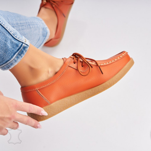 Mocasini dama Piele Naturala Portocalii Harla - Img 2