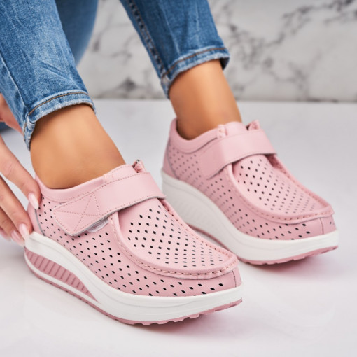 Mocasini dama Piele Naturala Roz Haya - Img 3