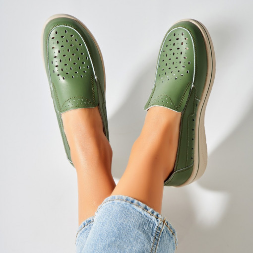 Mocasini dama Piele Naturala Verzi Nazari - Img 6