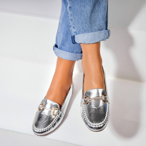 Pantofi dama casual Argintii din Piele Ecologica Savio - Img 3