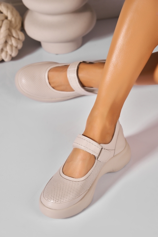 Pantofi dama casual Bej din Piele Ecologica Gracia - Img 2