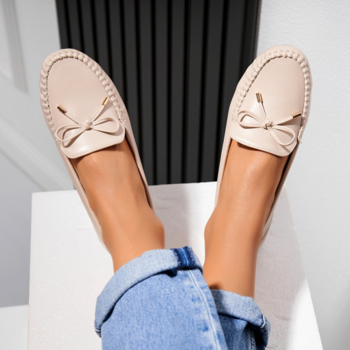 Pantofi dama casual Bej din Piele Ecologica Stassi - Img 2