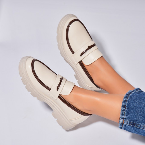 Pantofi dama casual Bej din Piele Ecologica Yime - Img 3