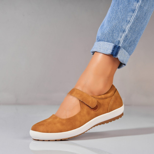 Pantofi dama casual Camel din Piele Ecologica Alenia - Img 2
