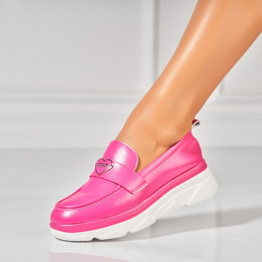 Pantofi dama casual Fucsia din Piele Ecologica Anika - Img 3